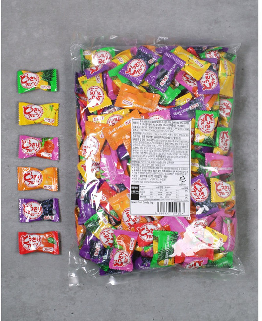 오키오 코콘 후르츠향 캔디 1kg 대용량 6가지맛 종합 과일 믹스 사탕, 1개