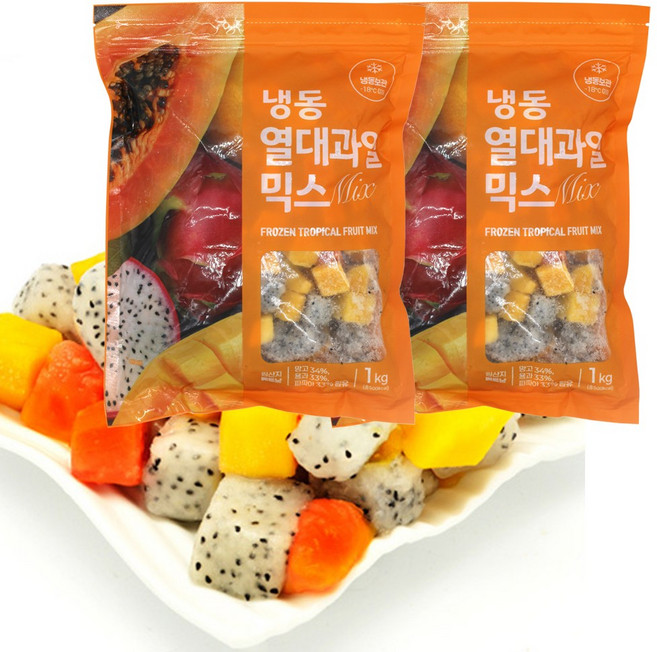 냉동 열대과일믹스 3종 과일믹스, 2개, 1kg