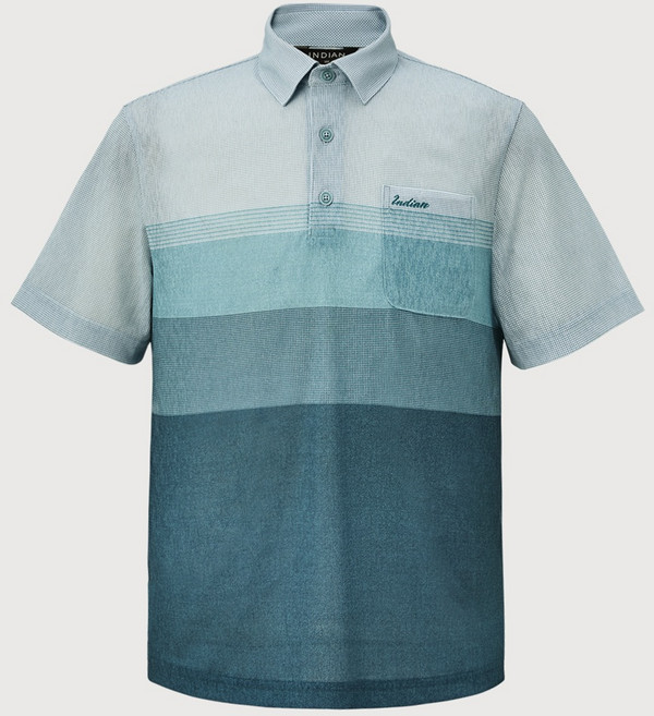 인디안 [26년 여름 최저가] 고급 폴리스판 컬러배색 반팔 카라티셔츠 MIXAS5M3141BC