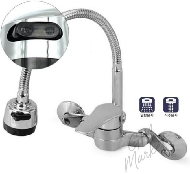 싱크대 수전 주방용 벽수전 코브라 벽붙이 자, 1개