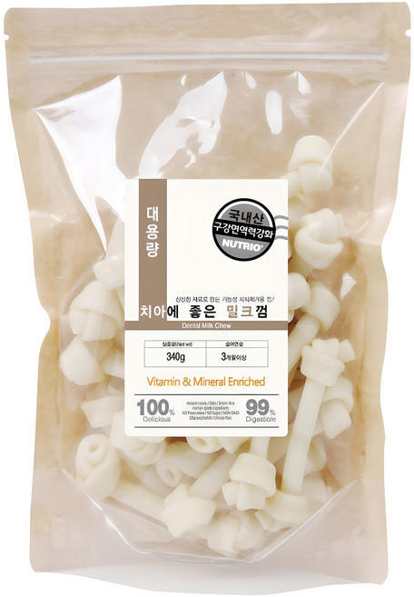 뉴트리오 강아지 치아에 좋은 껌, 우유, 340g, 1개