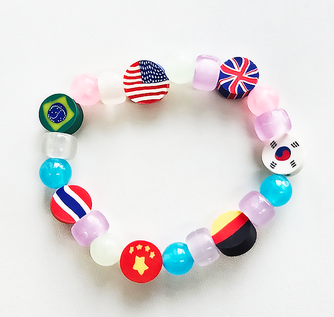 세계여러나라 만국기팔찌 만들기 다문화행사키트, 100개