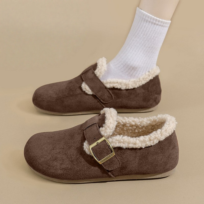 Modern Fashion 여성 빈티지 겨울 털 단화 발편한 로퍼 L72