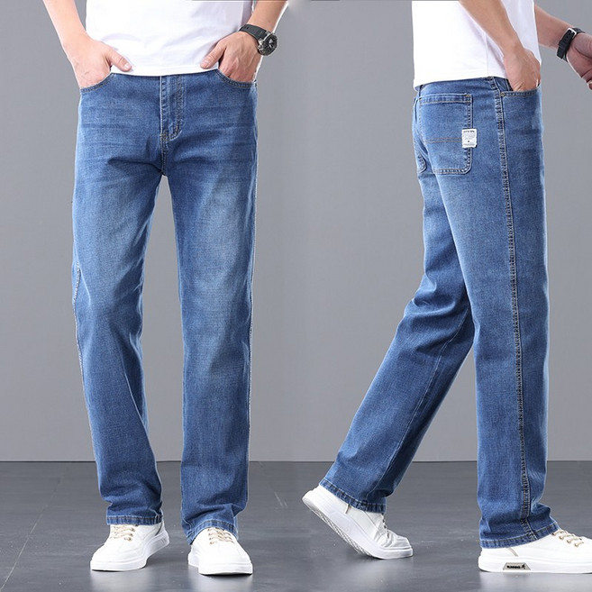 wassup 남자청바지 여름 스판청바지 품질 와이드 쿨링 얇은 일자 남자바지