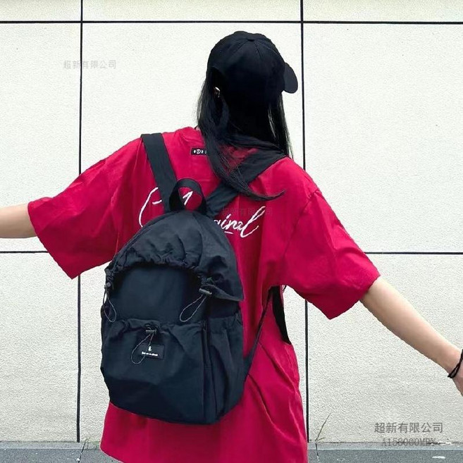 MEIYU 迷你新款日系蓬蓬包 文藝雙肩包, 黑色