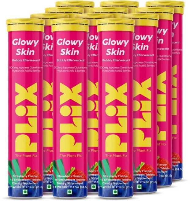 PLIX 글루타치온 500mg 발포정 비타민 C E 히알루론산 함유 맑은 피부 감소 다크 스팟, 90 정 (6개 묶음), 6개, 60정 - 쿠팡