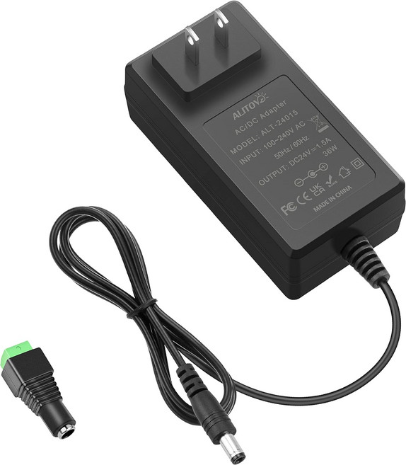 ALITOVE 24V DC 전원 공급장치 2A 48W ACDC 어댑터 100~240V AC에서 2암페어 변환기 24VDC 2000mA 18A 15A 13A 12A 55mm x, 1.5A