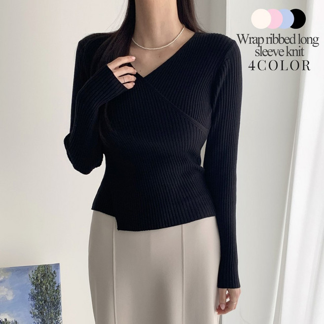 [순이] S.여성 밀크 랩 골지 니트