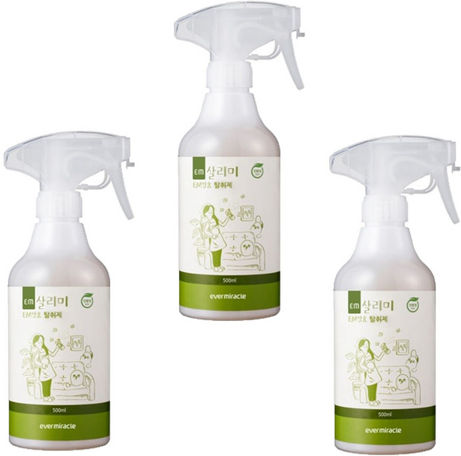 EM발효탈취제(3개) 친환경 신발장냄새 화장실 방 침대 커튼 담배 에어컨 생선냄새제거, 500ml, 3개