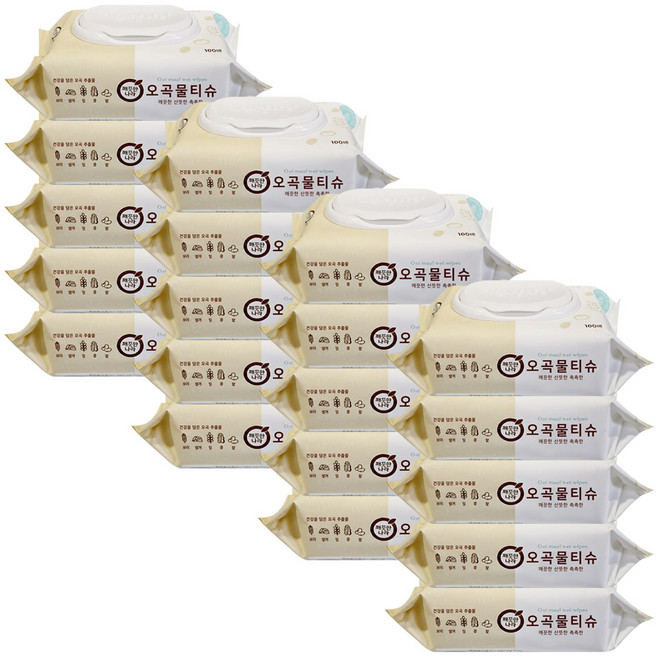 깨끗한나라 오곡 물티슈 캡형 100매 X 20개(1박스), 20개