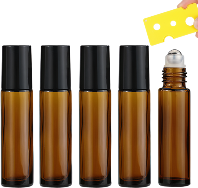 소이도르 갈색 차광 롤온 공병 오일 향수용기+롤온 따개 포함 5ml, 5개, 갈색(Brown)