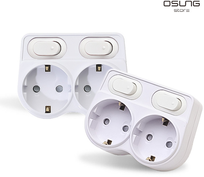 절전형 LED L자 멀티탭 2구 어댑터, 9.1cm, 2개, LED 2구 어댑터