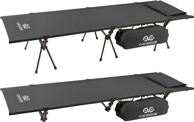 Camdoor 아웃도어 캠핑 휴대용 접이식 경량 야전침대, 블랙