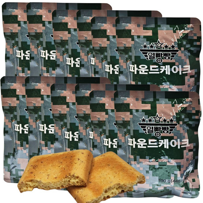 일빵빵 전투식량 파운드케이크/ 장기보관 비상식량 유통기간 3년 등산 자전거 마라톤, 12개, 100g