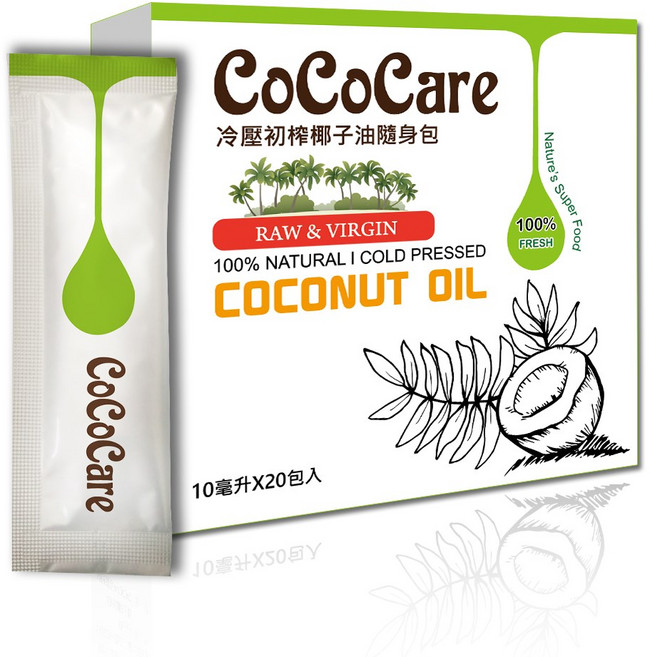 CoCoCare 冷壓初榨椰子油隨身包, 200ml, 1盒