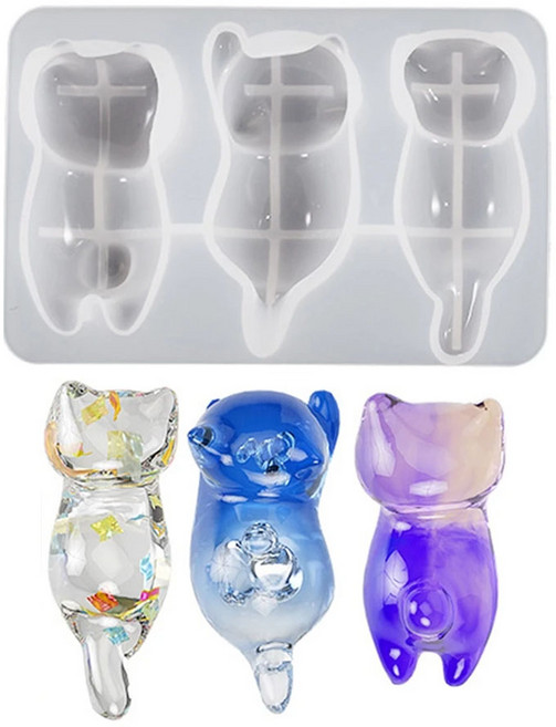 레진아트/실리콘몰드/엎드린고양이몰드(붓 수저받침), 1개