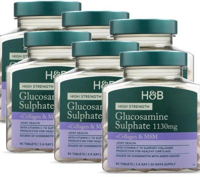 홀랜드앤바렛 글루코사민 설페이트 콘드로이틴 MSM 콜라겐 Holland & Barrett Glucosamine Sulphate, 6개, 90정