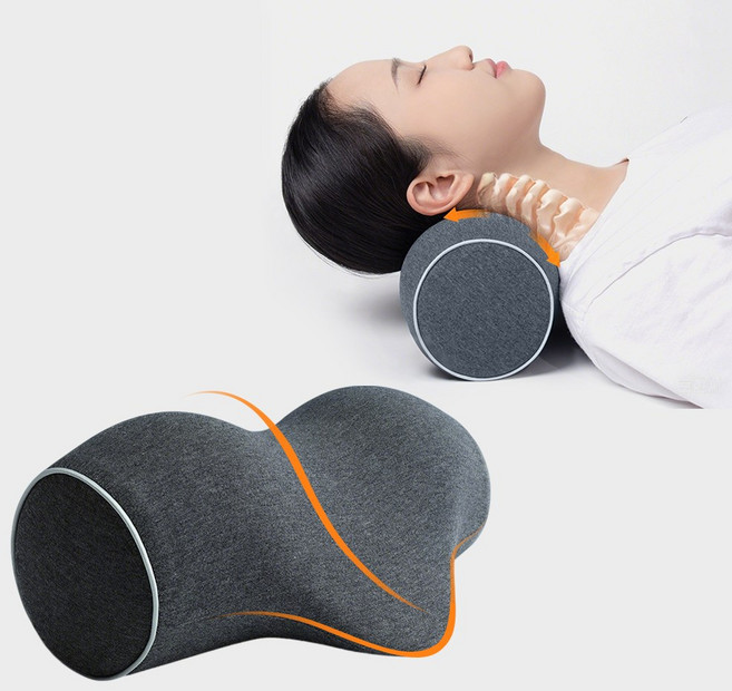 MHJY 경추 베개 3D 메모리폼 거북목 일자목 교정, 1개, 짙은 회색