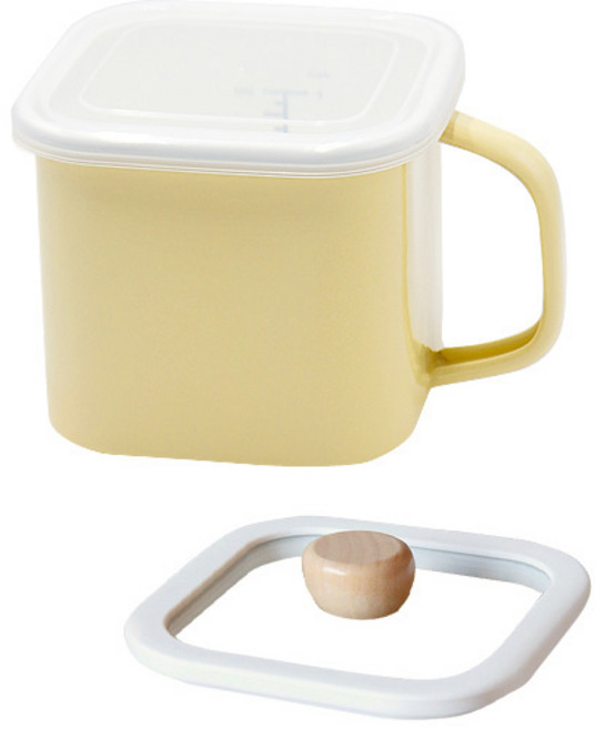 법랑 다용도 용기 1.45L + 유리뚜껑, 법랑_옐로우+뚜껑_화이트, 1개