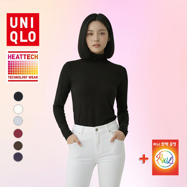 [정품] 유니클로 히트텍 여성 상의 터틀넥 오리지널 목폴라 티셔츠(긴팔)