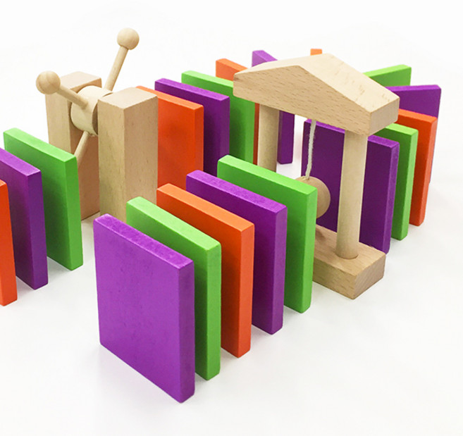 (창의와날개) 단체 체험 원목도미노 3색 70p (5cm*6cm) 도미노게임, 주황, 랜덤보관함 추가, 1개