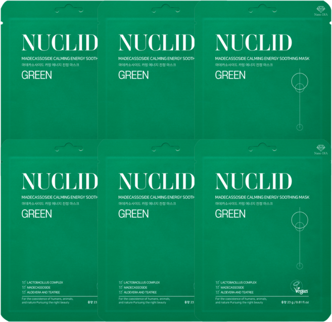 뉴클리드 마데카소사이드 3000PPM X 자사 특허 유산균 엑소좀 3종 마스크팩 6매 6매입 1SET, 1개, 6개입