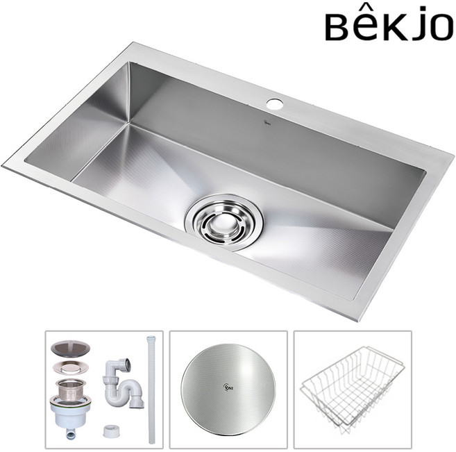 백조씽크 고니 사각씽크볼 ECNRW8830 리폼 엠보 주방싱크볼 싱크대교체, 2.ECNRW8830A싱크볼+스텐 배수구+배수구덮개, 1개