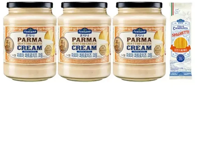 폰타나 콰트로치즈크림 파스타소스 430g 3개 + 이탈리아 캄파니아 스파게티 500g 1개, 폰타나 콰트로치즈크림 파스타소스, 430g, 3개 +