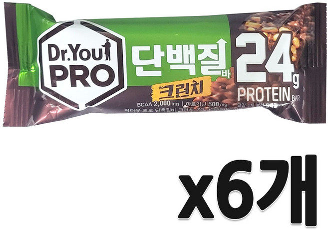 오리온 닥터유 프로 단백질바 크런치, 70g, 6개
