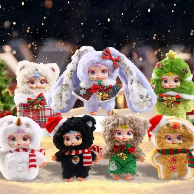 MM 밀크 캔디 크리스마스 시리즈 플러시 블라인드 박스 창의적인 액션 피규어 인형 데스크탑 장식 컬렉션, 02 1set of 6pcs