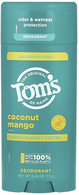 Tom's of Maine 알루미늄 무함유 데오드란트 코코넛 망고 92g(3.25oz), TomsofMaine알루미늄무함유데오드란트코코넛망고92, 92g, 1개 - 쿠팡