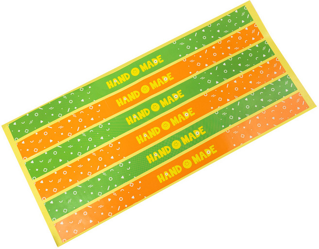 샐러드 샌드위치 도시락 포장 스마일 핸드메이드 띠지 스티커 2종, 60개입