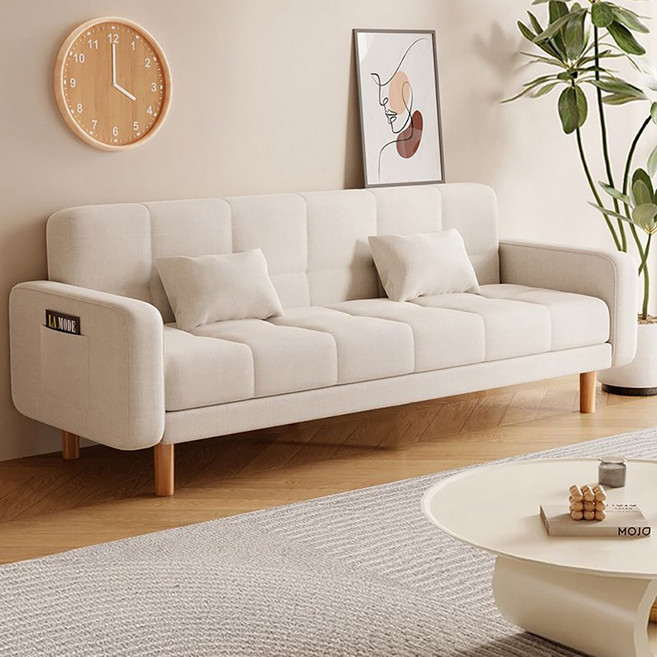 거실 라운지 2인용/3인용/4인용 소파 원룸 접이식 쇼파베드, 화이트(면마)