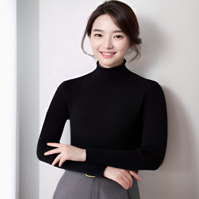 여성 니트 반목티 긴팔