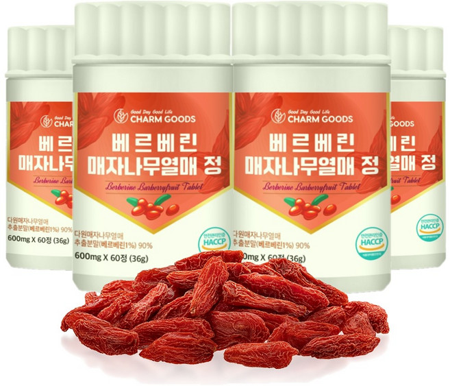 고농축 베르베린 매자나무 배르배린 열매추출물 식약청 haccp 인정 베르배린 배르베린, 4개, 60정