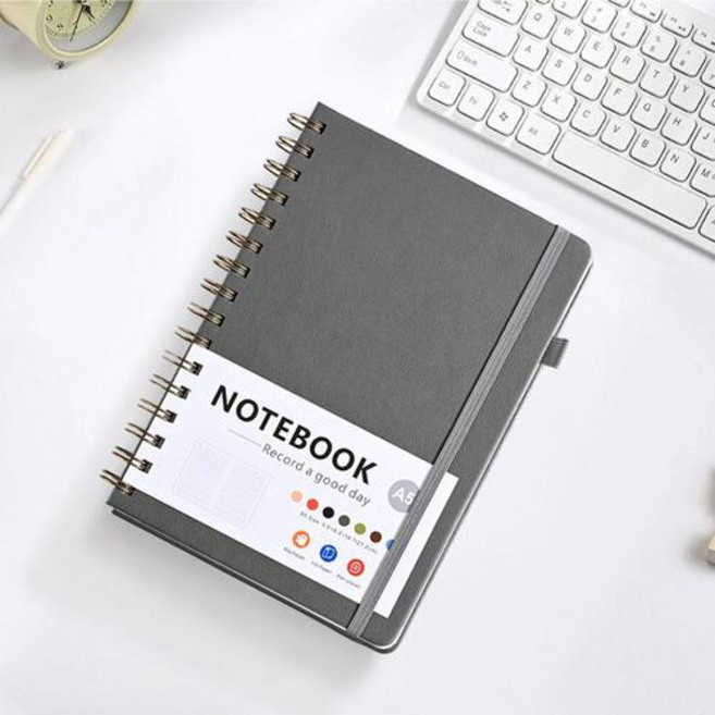 캘리스터 고급 가죽커버 스프링 만년다이어리 노트 A5 7가지 색상, 그레이