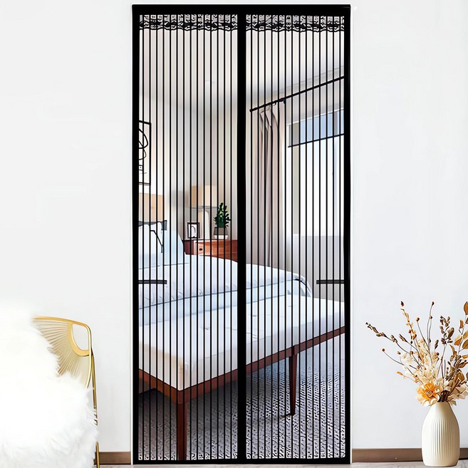 Jeernare 무타공 벌레완벽차단 현관 방충망 촘촘한 자석 현관문 방충망 자동개폐 현관 모기장, 1개