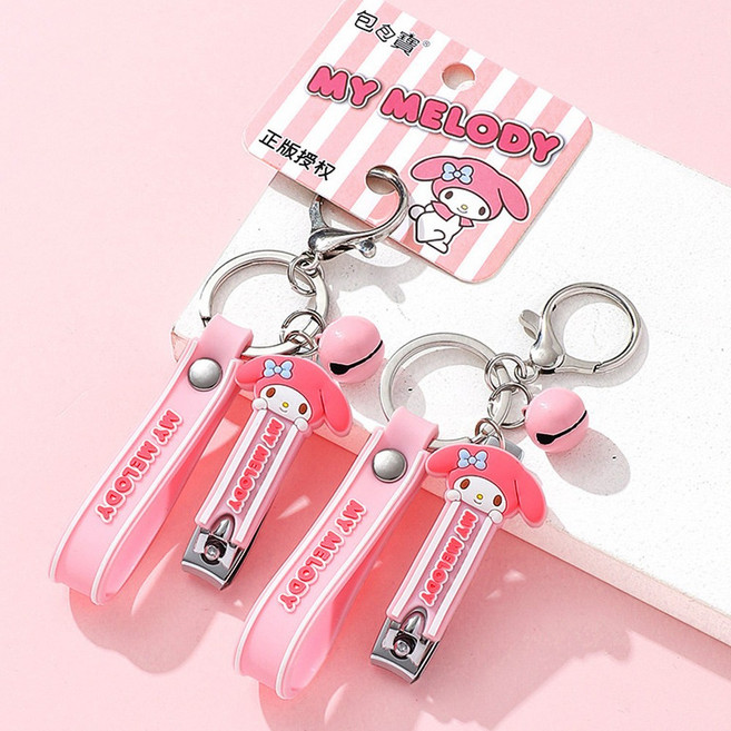 산리오 캐릭터 입체 손톱깍이 일반형 휴대용 손톱 발톱깍이 손톱정리 방울키링 헬로키티 시나모롤 마이멜로디 쿠로미 포챠코 폼폼푸린, 1개, 01.마이멜로디 입체 손톱깍이