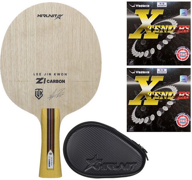 [인기/추천상품] 하이러닛 탁구라켓 이진권 이너 ZI카본 + 야사카 엑스텐드 HS 러버 부착세트 + 고급 하드케이스 포함 그립선택ST/FL, 1세트, 그립 선택:ST(일자형)