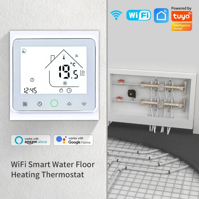 Tuya 스마트 라이프 WiFi 룸 온도 조절기 Alice Google 홈용 전기 바닥/물 난방/가스 보일러 컨트롤러, 06 3A Water Heating