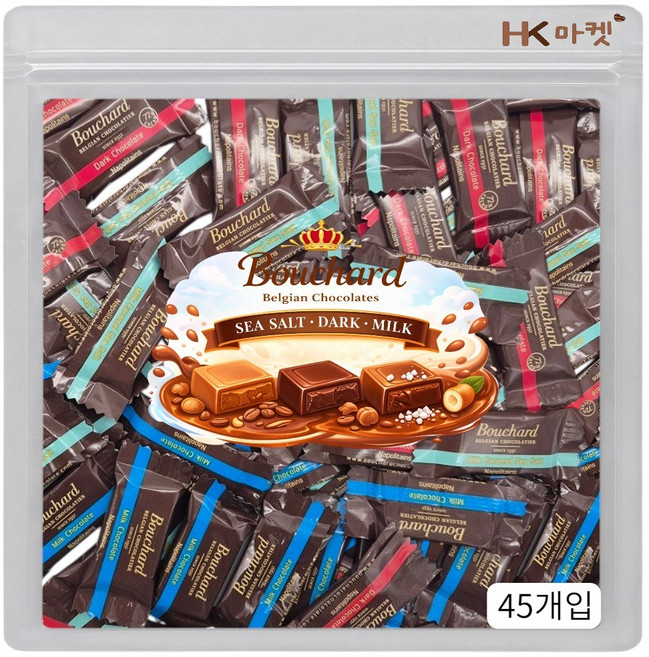 에이치케이마켓 부샤드 초콜릿 세가지맛 45개입 (밀크 다크씨솔트), 1개, 280g