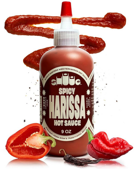 슈그 하리사 소스 (9온스) | 뜨겁고 매운 고추 맛 말린 칠리 레몬 마늘을 곁들인 중동 페이, Harissa, 9 Oz