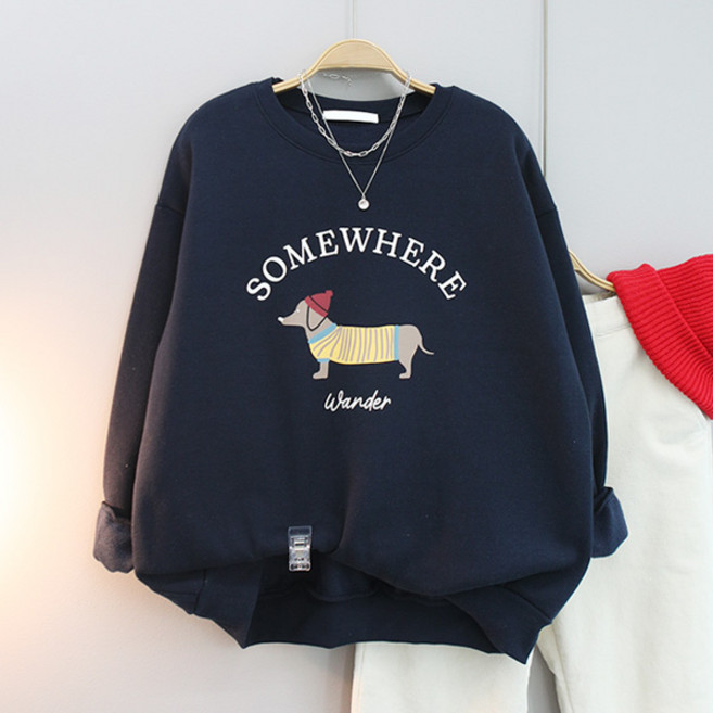 달콩 여성 빅사이즈 겨울티 모자퍼피오버핏맨투맨(기모)