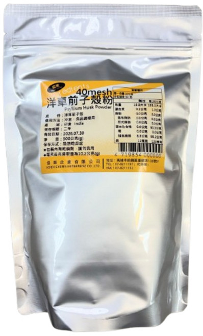 協乘 洋車前子殼粉 Psyllium Husk 40目, 1個, 40目/500g  2027.11, 500g, 1個裝