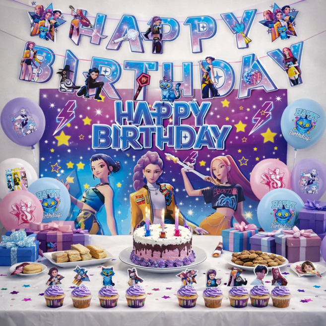 케이팝 데몬헌터스 생일 파티 10분 완성 세트, 1개, 올인원세트