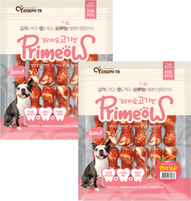 프리미요 고기껌 오래먹는 개껌간식 16P, 연어맛, 2개, 240g