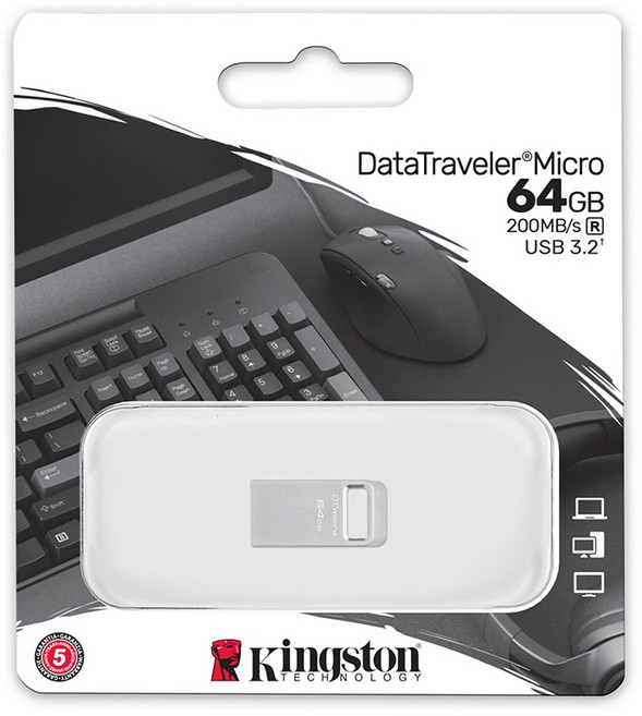 金士頓 DataTraveler Micro USB 3.2 高質感金屬隨身碟, 64GB, 1個