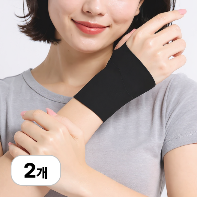 로멀리 초슬림 손목 보호대 탄성 밴드, 2개, 블랙