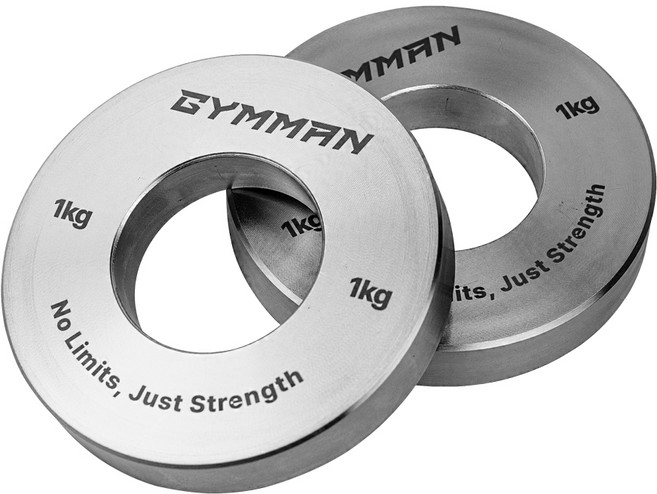 GYMMAN 짐맨 하드 크롬 중량 원판, 실버, 2개, 1kg