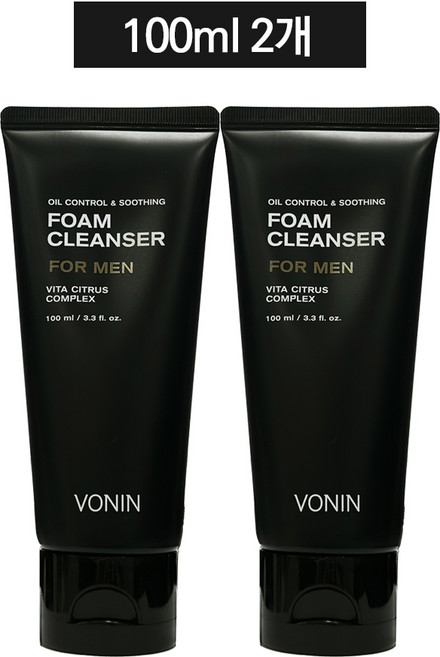 보닌 남성용 오일 컨트롤 & 수딩 클렌징폼, 100ml, 2개